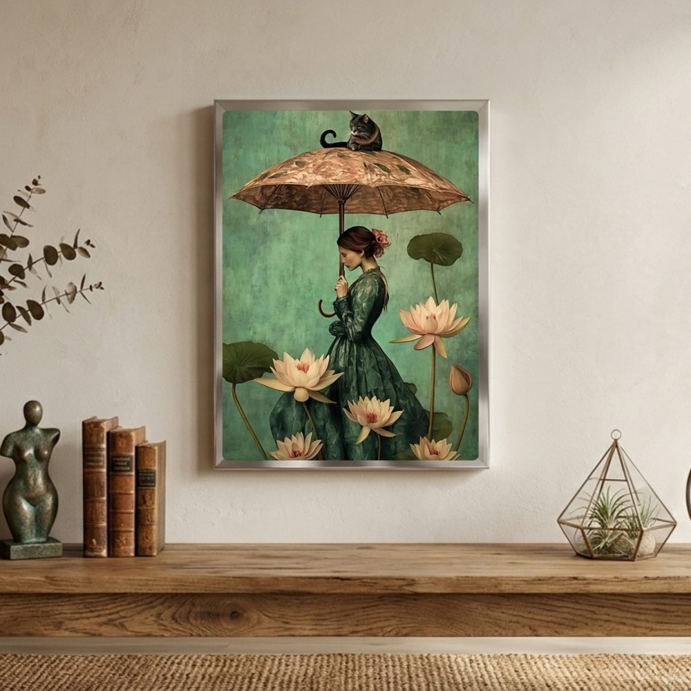 Girl flower cat house deco - Vibes DistrictGirl flower cat house deco poster SilverVibes District