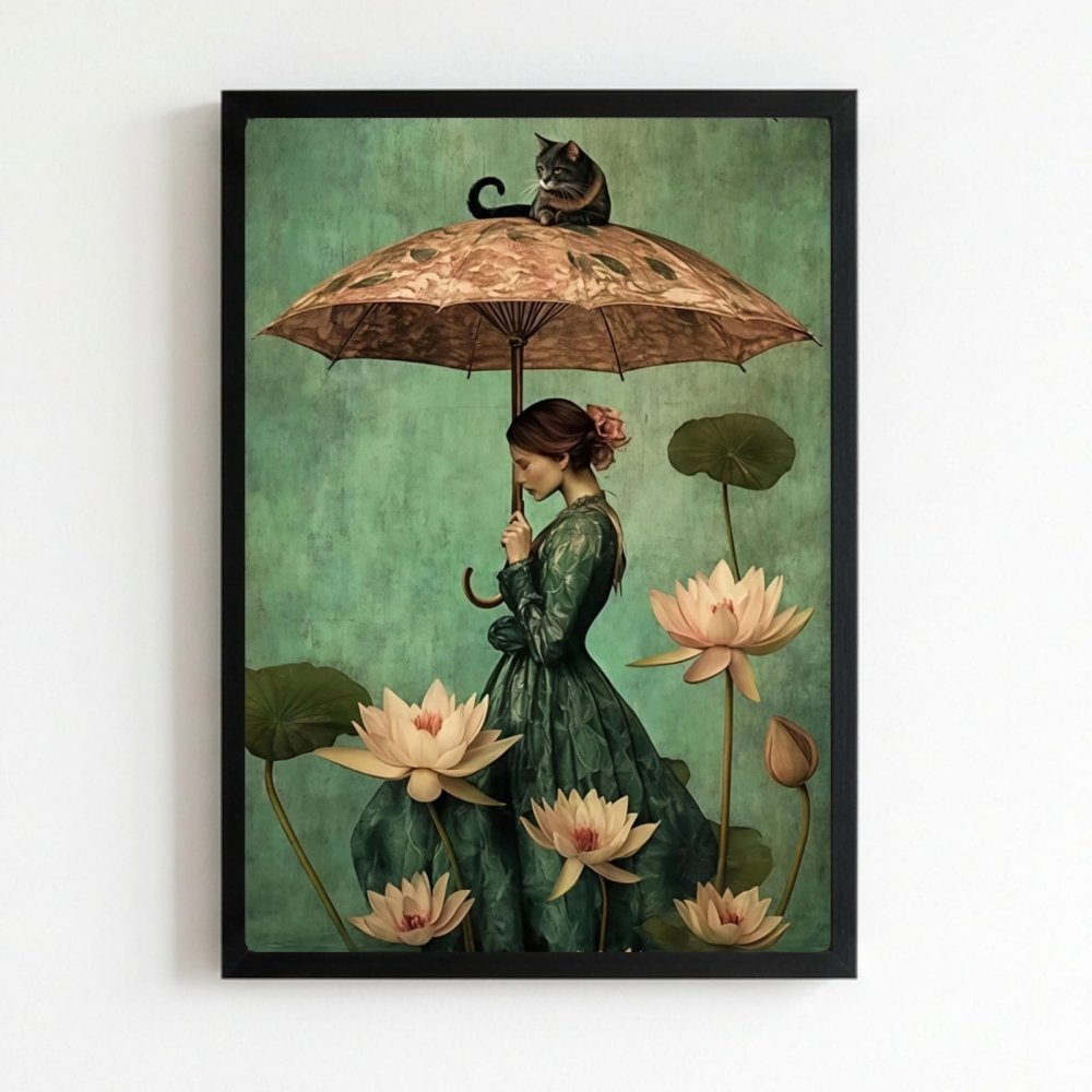Girl flower cat house deco - Vibes DistrictGirl flower cat house deco poster NeroVibes District