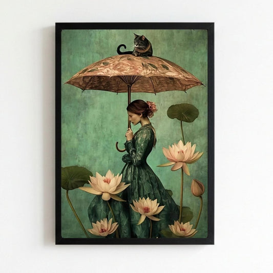 Girl flower cat house deco - Vibes DistrictGirl flower cat house deco poster NeroVibes District