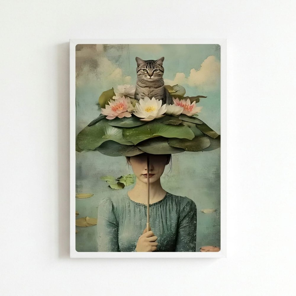 Girl flower cat house deco - Vibes DistrictGirl flower cat house deco poster BiancoVibes District