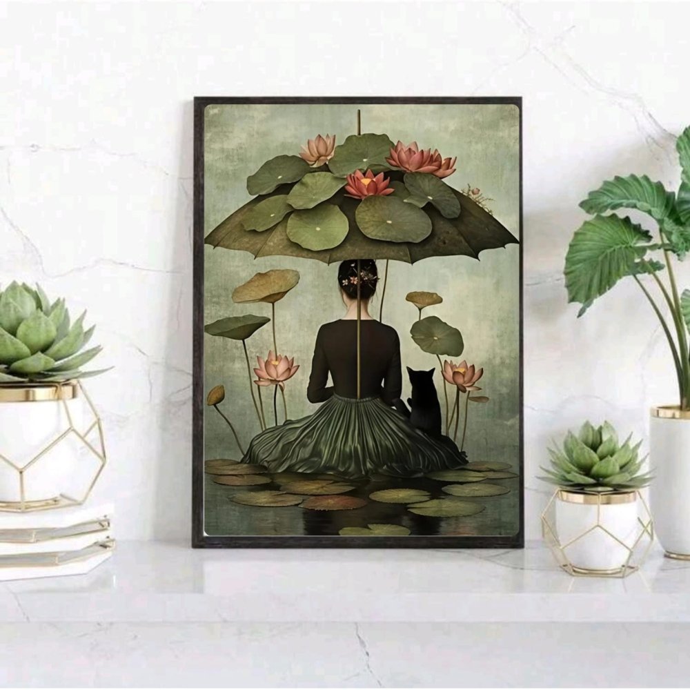 Girl flower cat house deco - Vibes DistrictGirl flower cat house deco poster SilverVibes District