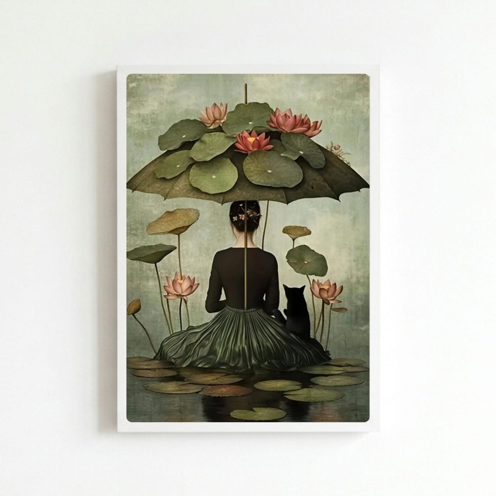 Girl flower cat house deco - Vibes DistrictGirl flower cat house deco poster BiancoVibes District