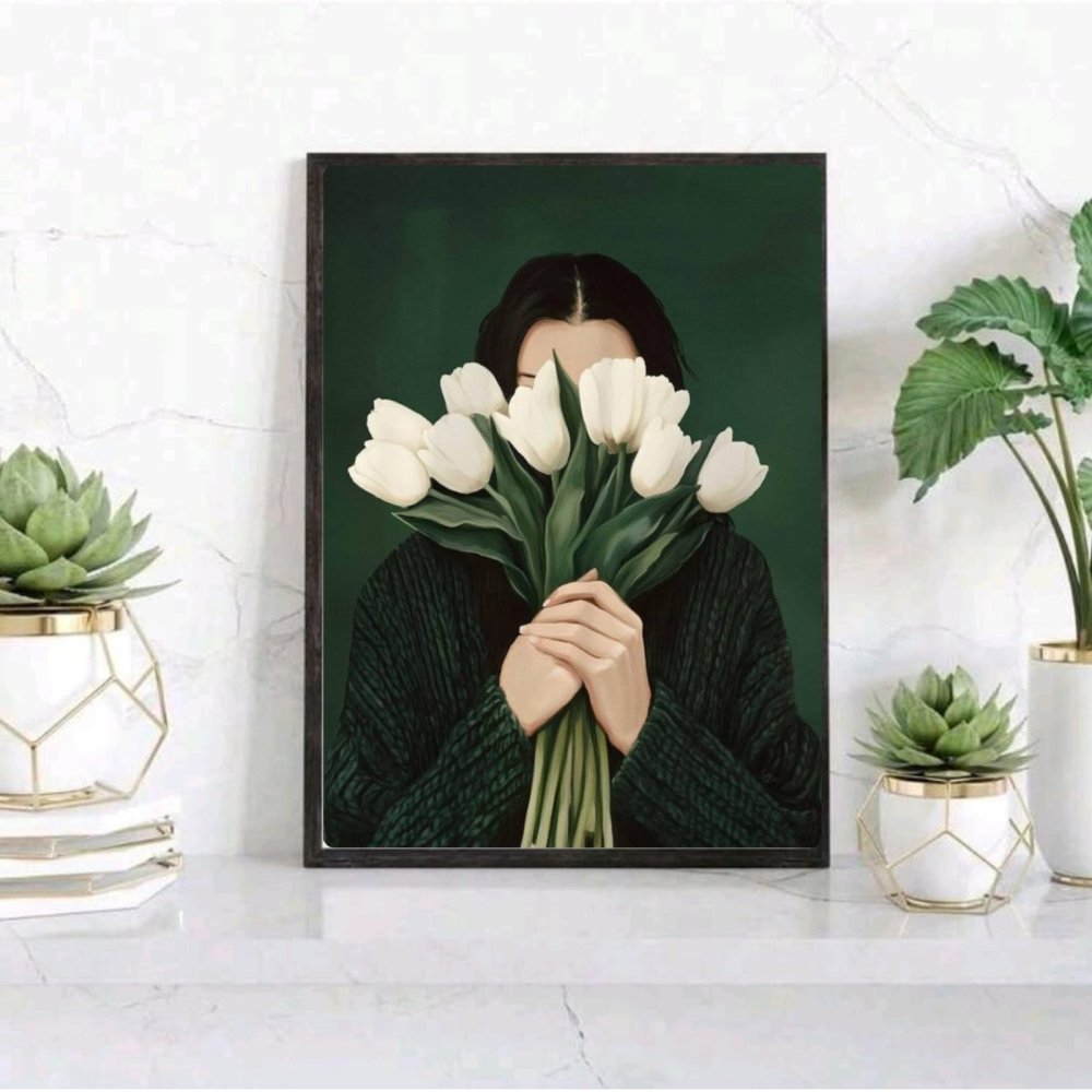 Girl flower house deco - Vibes DistrictGirl flower house deco poster GoldVibes District