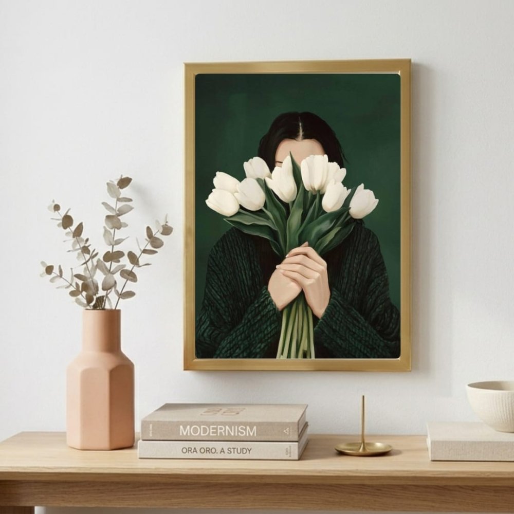 Girl flower house deco - Vibes DistrictGirl flower house deco poster GoldVibes District