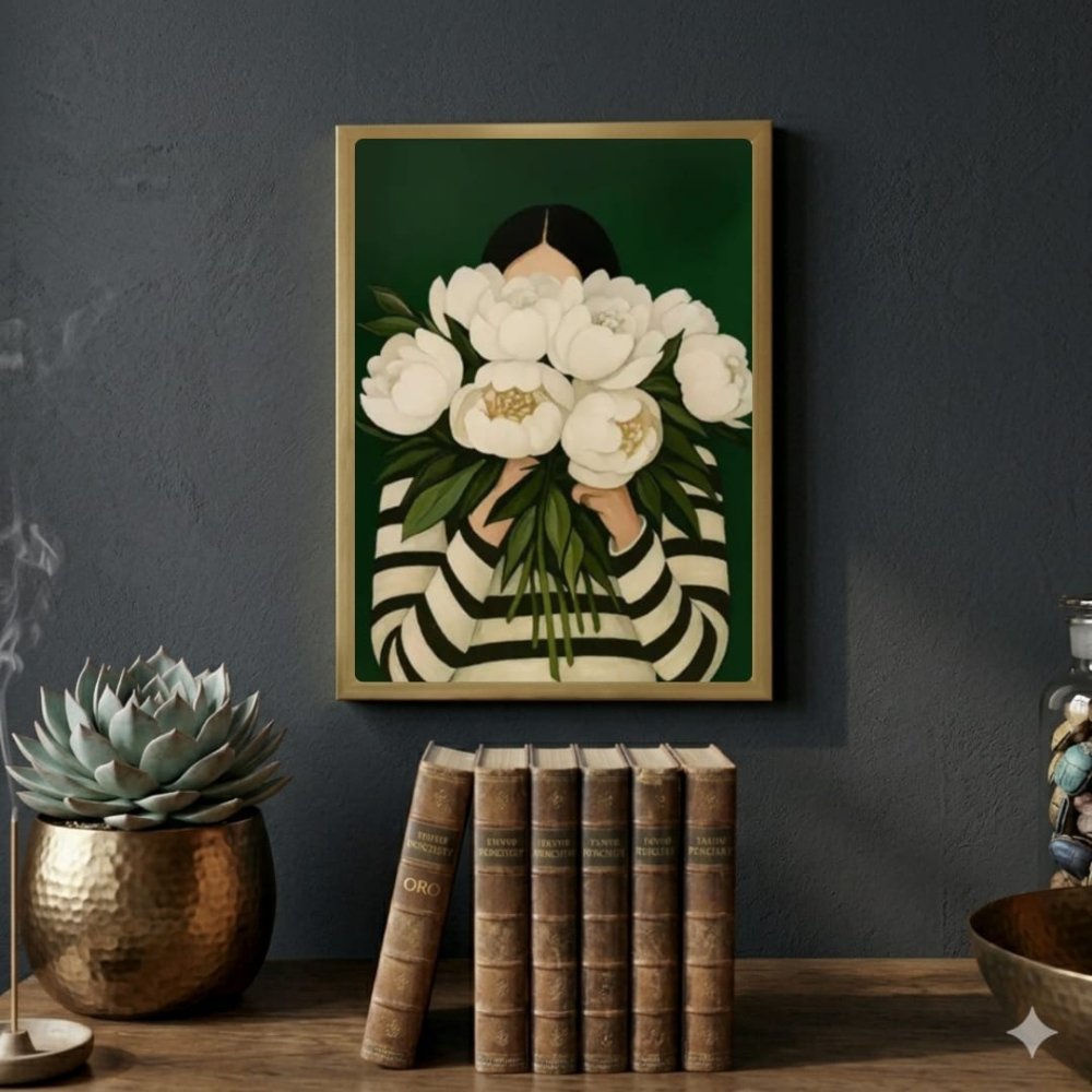 Girl flower house deco - Vibes DistrictGirl flower house deco poster GoldVibes District