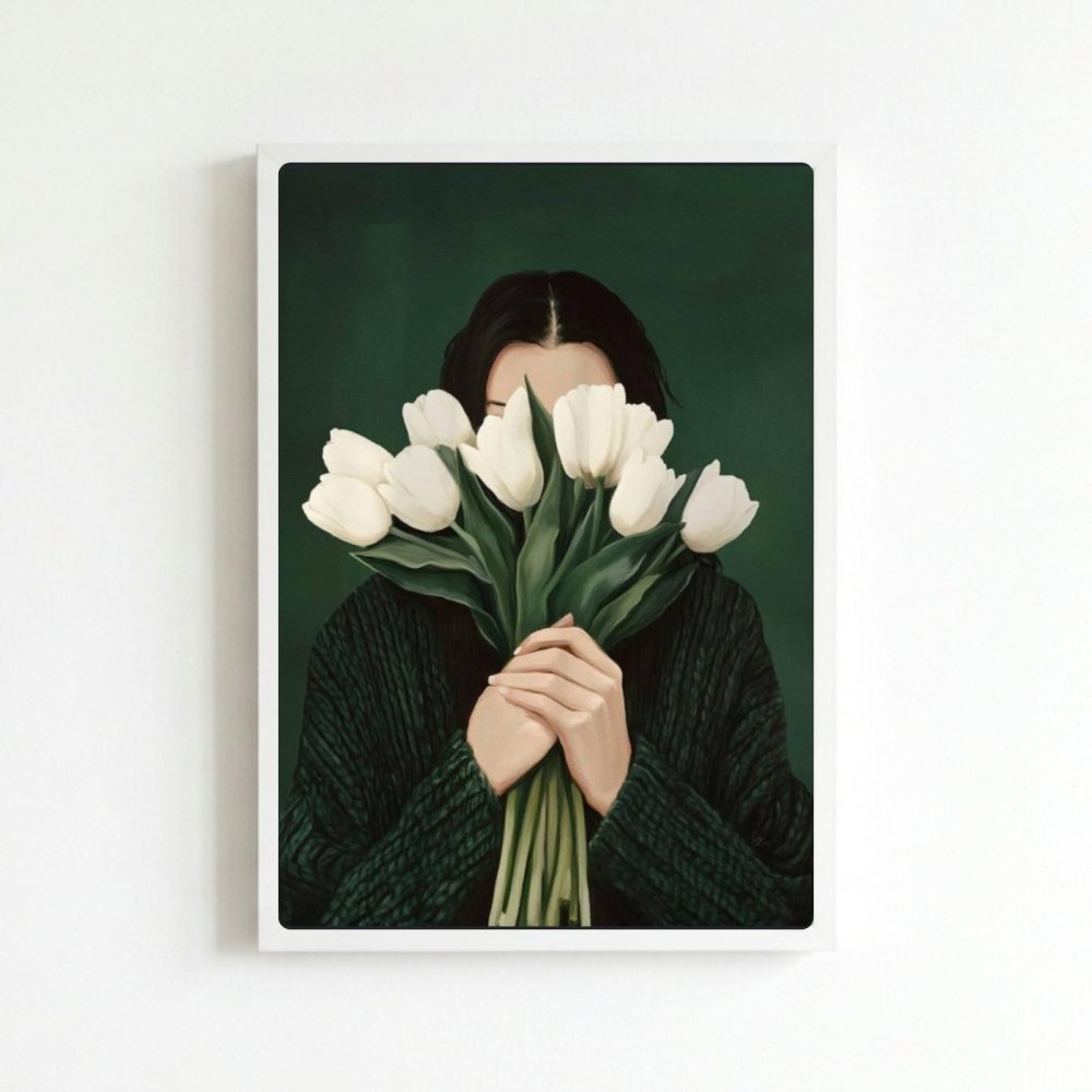 Girl flower house deco - Vibes DistrictGirl flower house deco poster BiancoVibes District