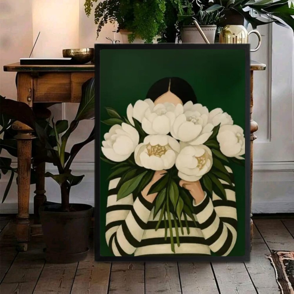 Girl flower house deco - Vibes DistrictGirl flower house deco poster GoldVibes District