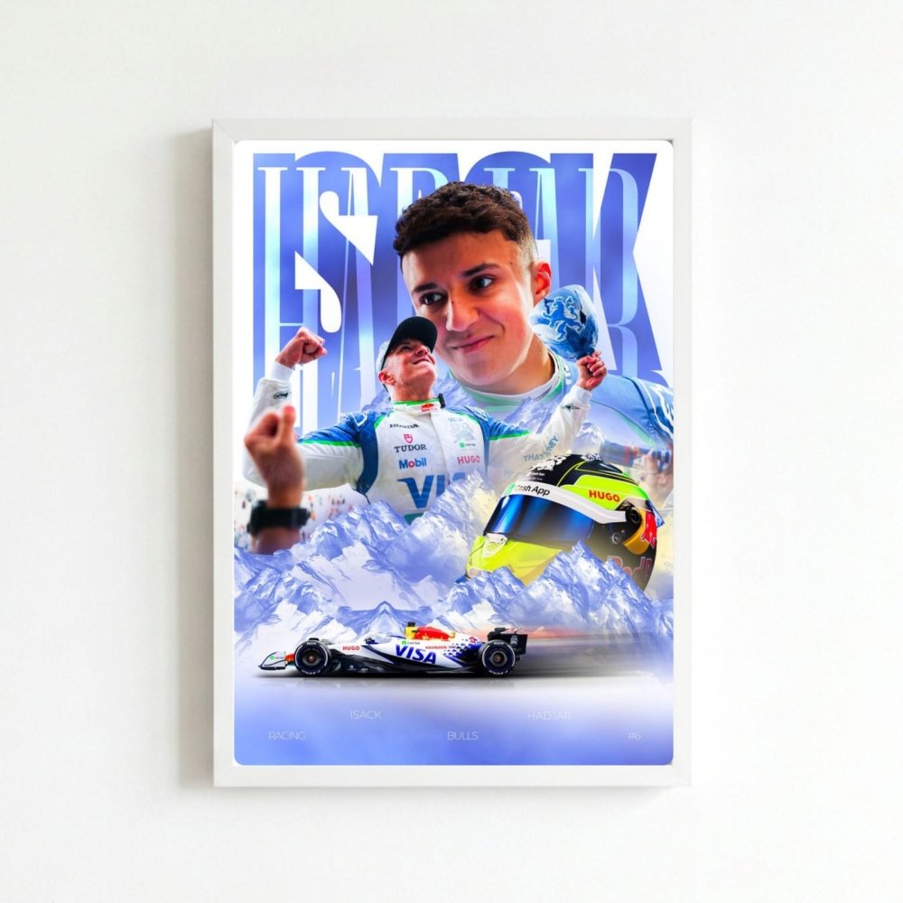 Isac Hadjar Racing Bulls F1 Poster with Frame - Vibes DistrictIsac Hadjar Racing Bulls F1 Poster with Frame poster BiancoVibes District