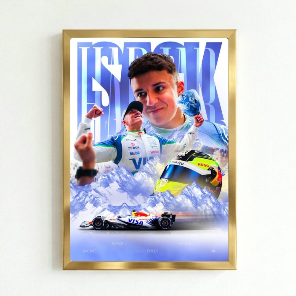 Isac Hadjar Racing Bulls F1 Poster with Frame - Vibes DistrictIsac Hadjar Racing Bulls F1 Poster with Frame poster GoldVibes District