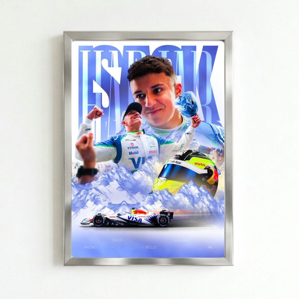 Isac Hadjar Racing Bulls F1 Poster with Frame - Vibes DistrictIsac Hadjar Racing Bulls F1 Poster with Frame poster SilverVibes District