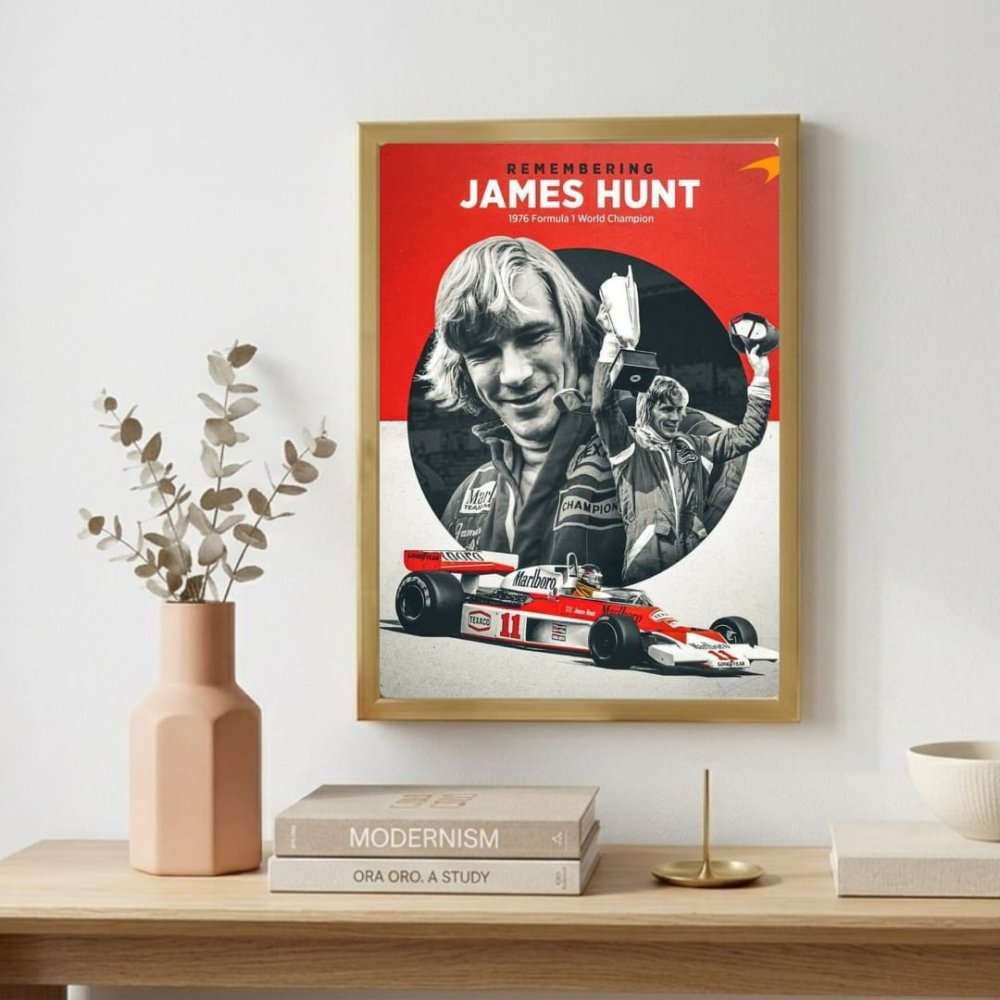 James Hunt, ferrari f1 - Vibes DistrictJames Hunt, ferrari f1 poster GoldVibes District