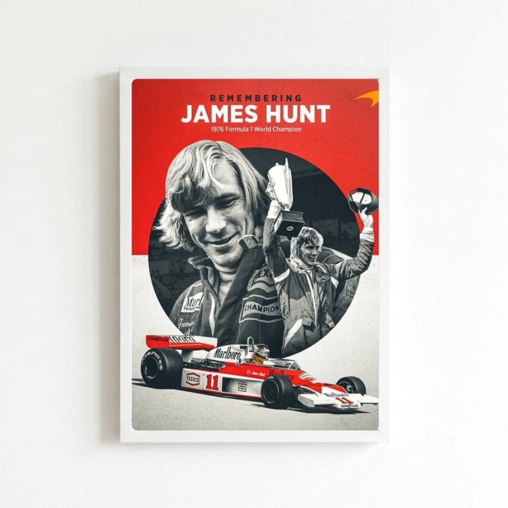 James Hunt, ferrari f1 - Vibes DistrictJames Hunt, ferrari f1 poster BiancoVibes District