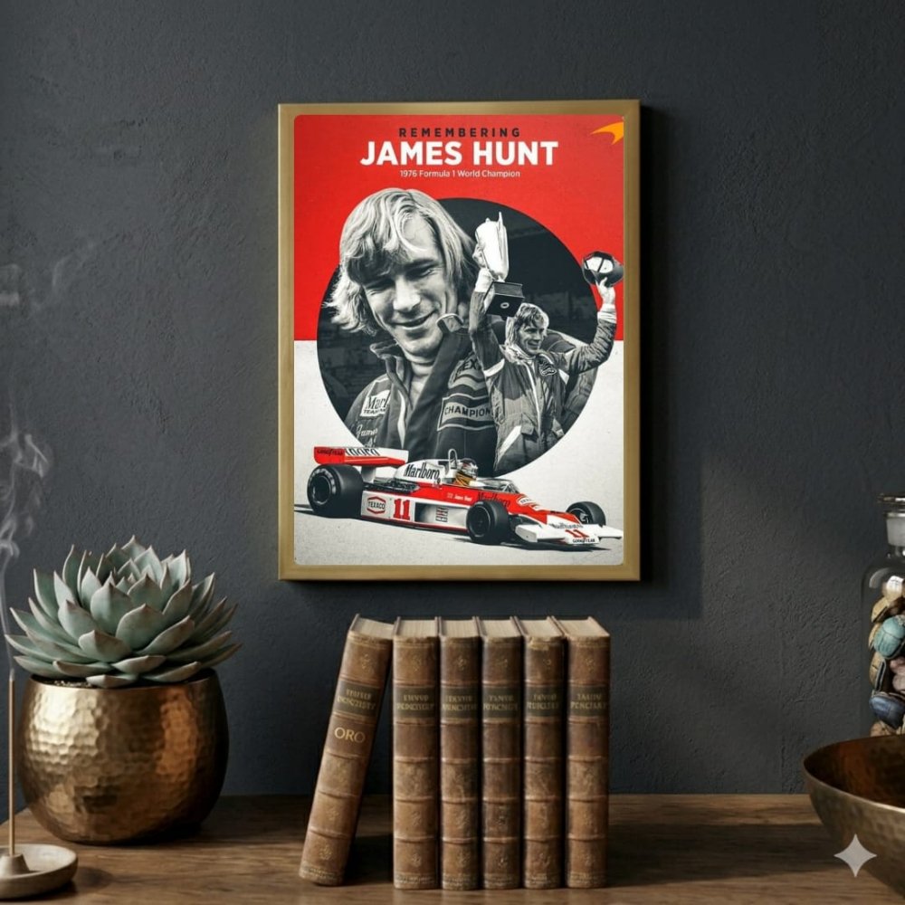 James Hunt, ferrari f1 - Vibes DistrictJames Hunt, ferrari f1 poster GoldVibes District
