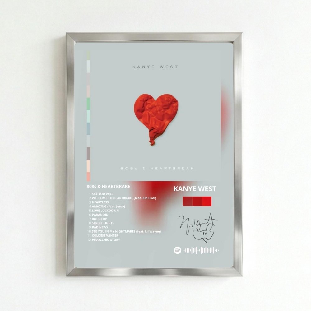 Kanye West – 808s & Heartbreak Poster with Frame - Vibes DistrictKanye West – 808s & Heartbreak Poster with Frame SilverVibes District