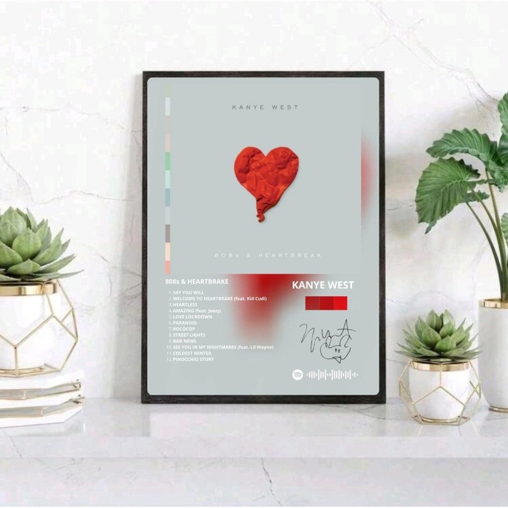 Kanye West – 808s & Heartbreak Poster with Frame - Vibes DistrictKanye West – 808s & Heartbreak Poster with Frame SilverVibes District