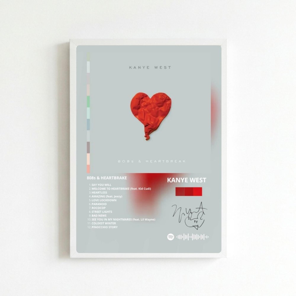 Kanye West – 808s & Heartbreak Poster with Frame - Vibes DistrictKanye West – 808s & Heartbreak Poster with Frame BiancoVibes District
