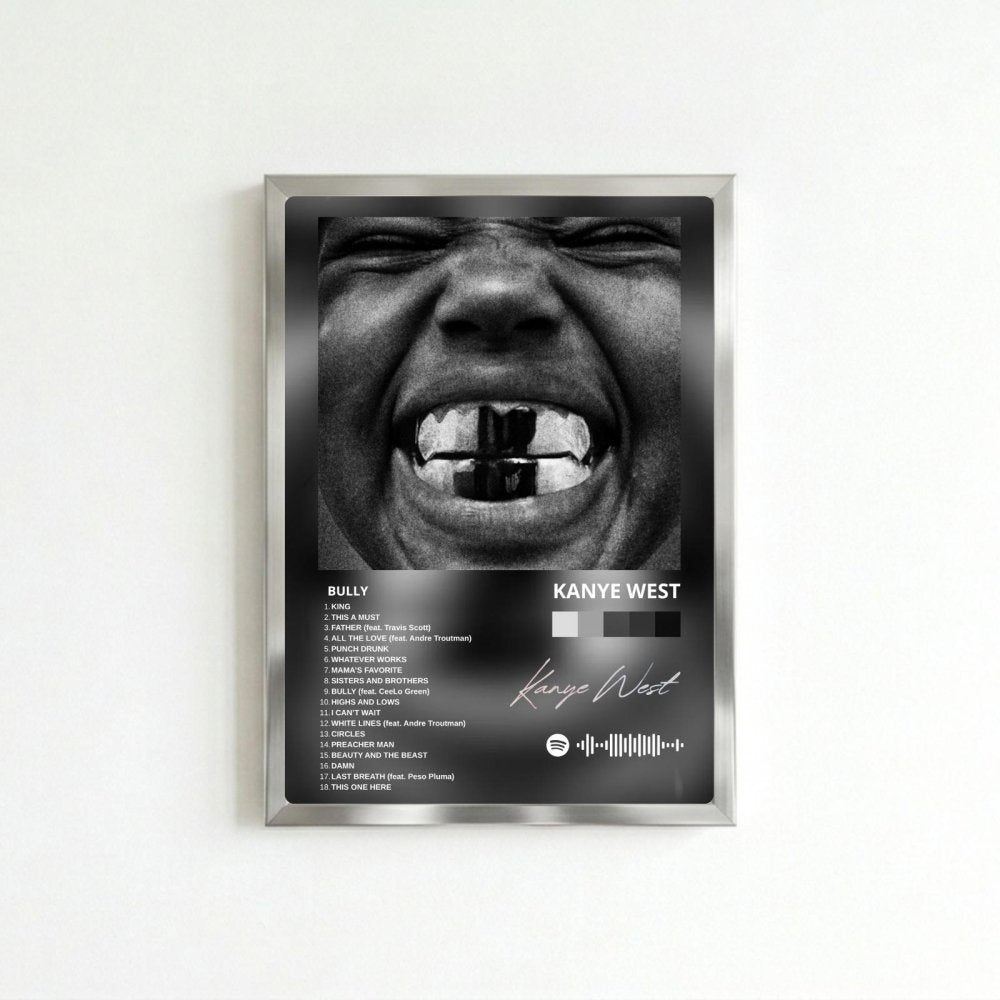 Kanye West – Bully Poster with Frame - Vibes DistrictKanye West – Bully Poster with Frame poster SilverVibes District