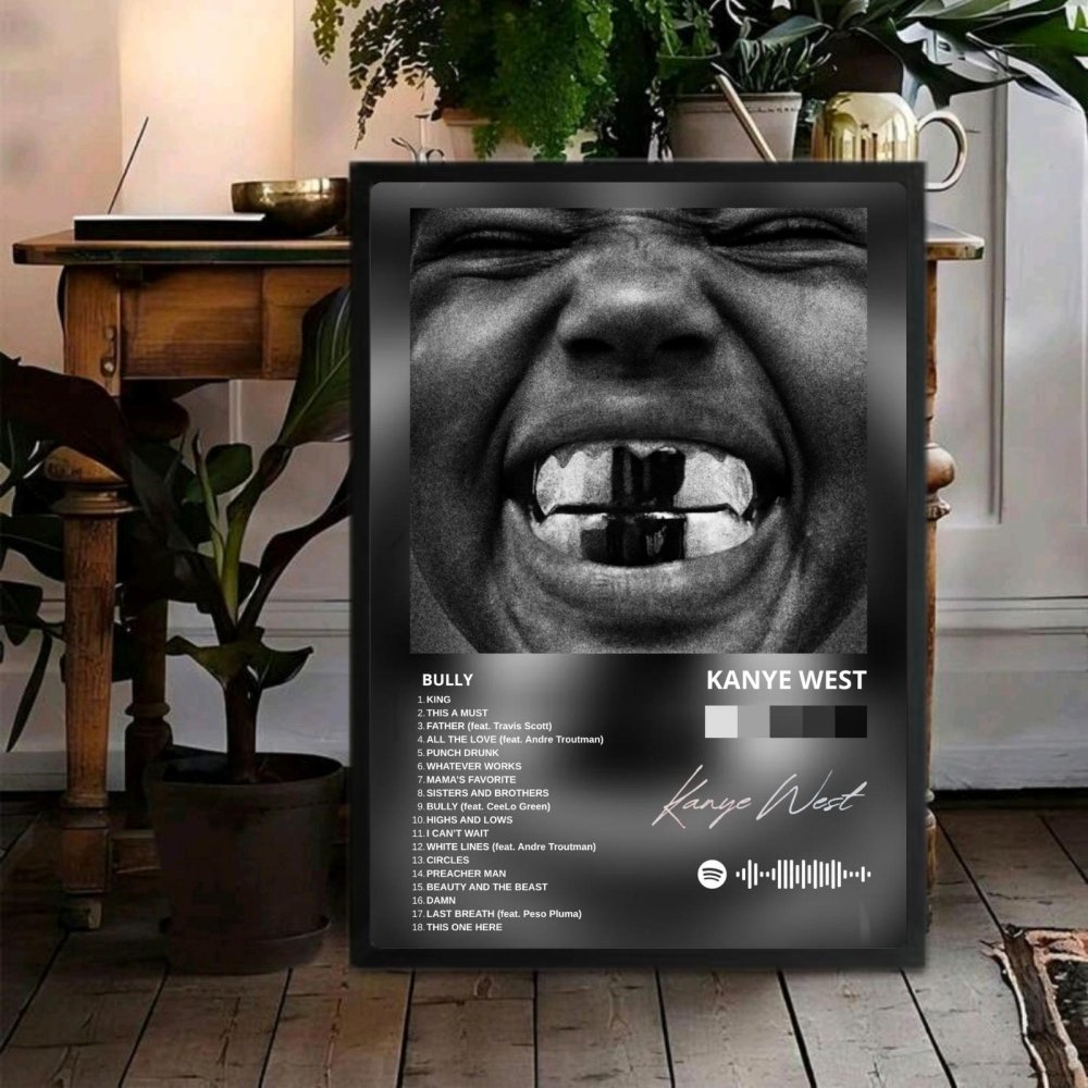 Kanye West – Bully Poster with Frame - Vibes DistrictKanye West – Bully Poster with Frame poster BiancoVibes District