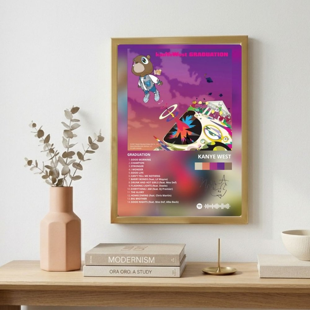 Kanye West – Graduation Poster with Frame - Vibes DistrictKanye West – Graduation Poster with Frame poster BiancoVibes District