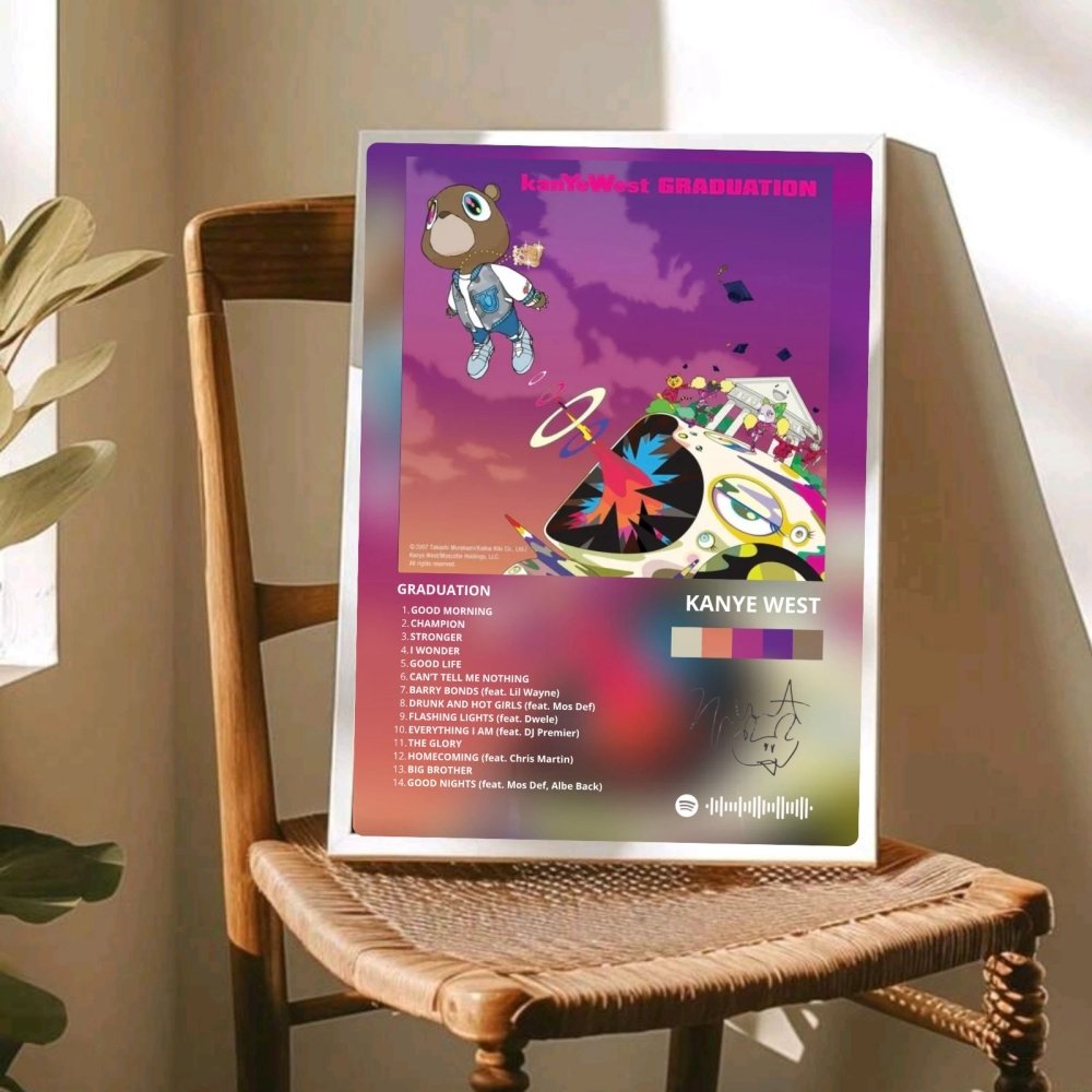 Kanye West – Graduation Poster with Frame - Vibes DistrictKanye West – Graduation Poster with Frame poster BiancoVibes District
