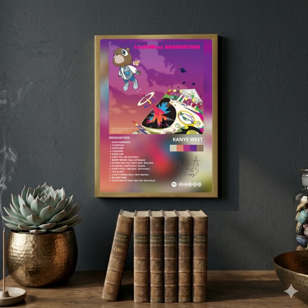 Kanye West – Graduation Poster with Frame - Vibes DistrictKanye West – Graduation Poster with Frame poster BiancoVibes District