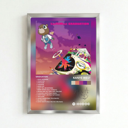 Kanye West – Graduation Poster with Frame - Vibes DistrictKanye West – Graduation Poster with Frame poster SilverVibes District