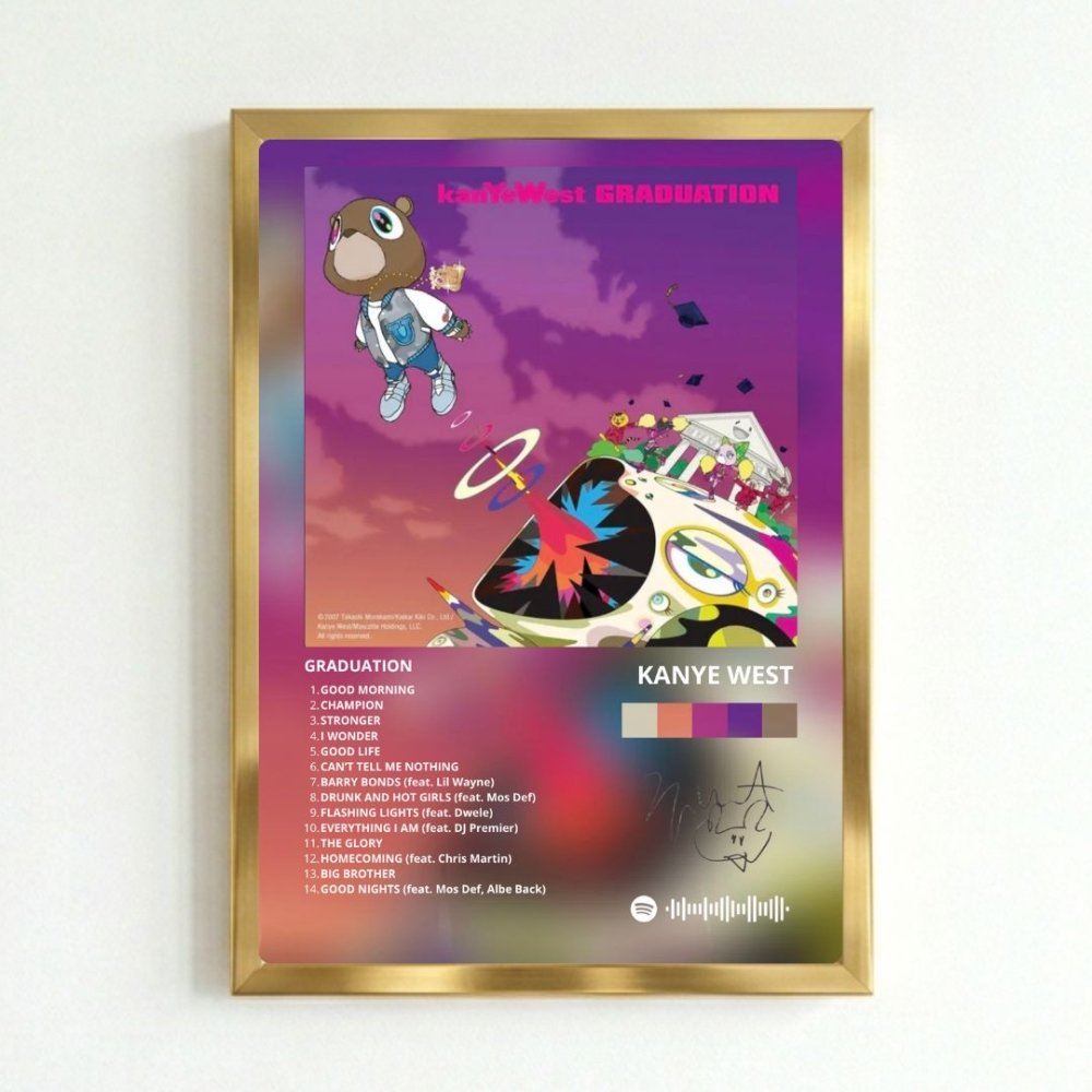 Kanye West – Graduation Poster with Frame - Vibes DistrictKanye West – Graduation Poster with Frame poster GoldVibes District
