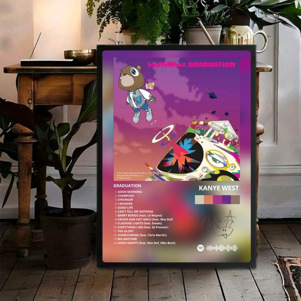 Kanye West – Graduation Poster with Frame - Vibes DistrictKanye West – Graduation Poster with Frame poster BiancoVibes District