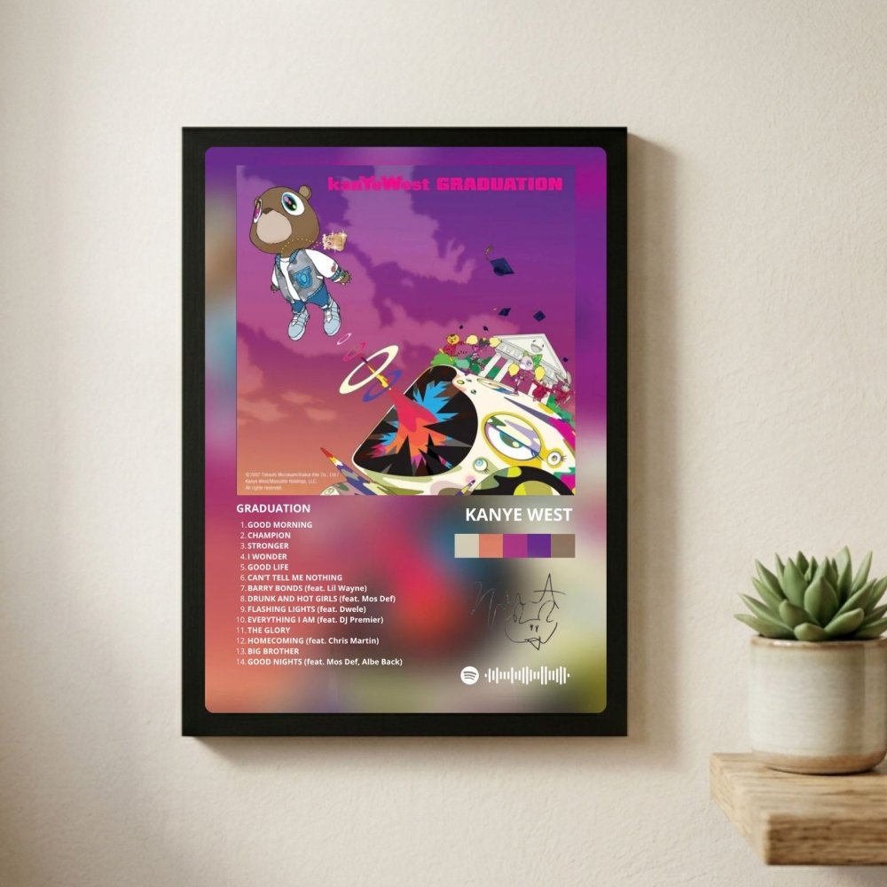 Kanye West – Graduation Poster with Frame - Vibes DistrictKanye West – Graduation Poster with Frame poster BiancoVibes District