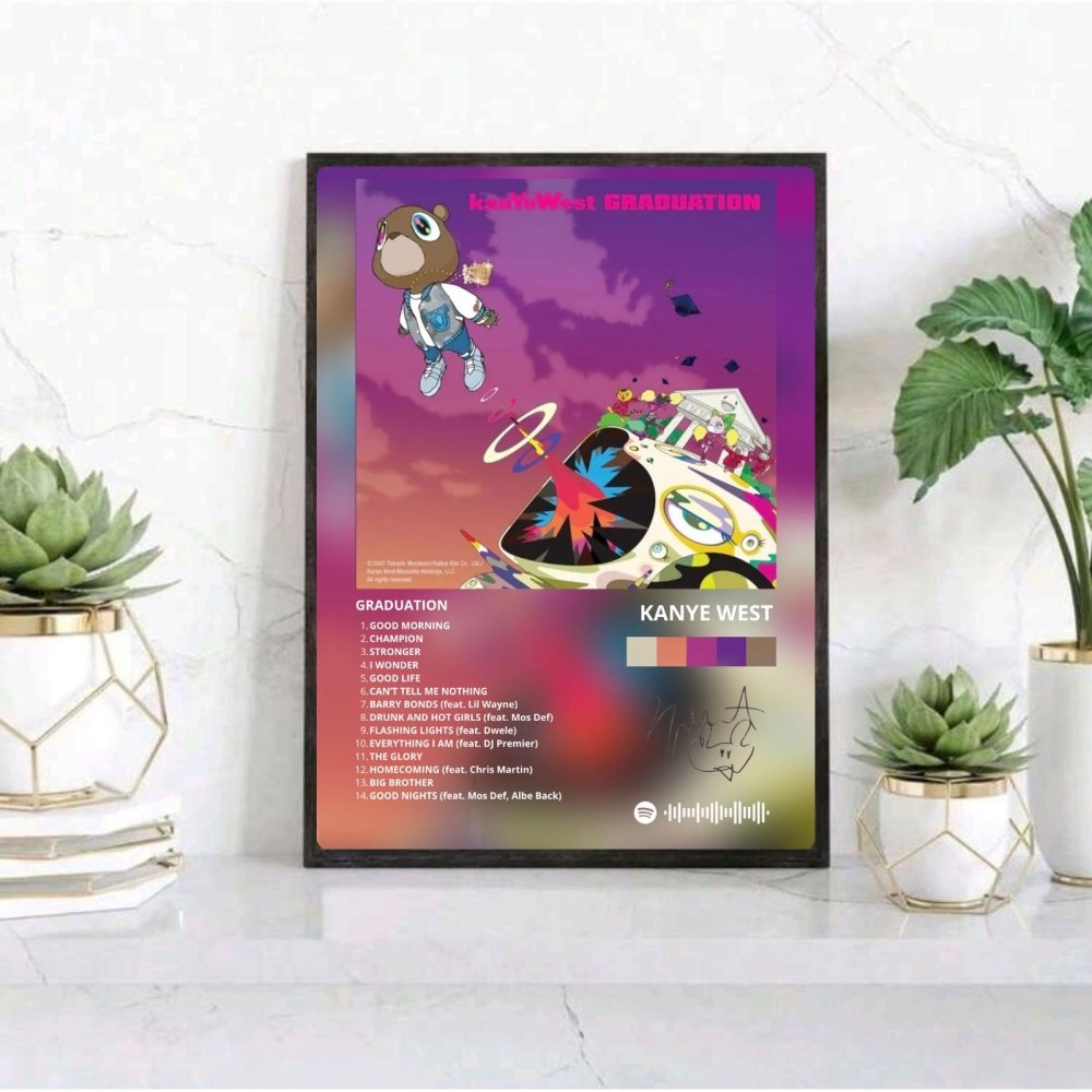 Kanye West – Graduation Poster with Frame - Vibes DistrictKanye West – Graduation Poster with Frame poster BiancoVibes District
