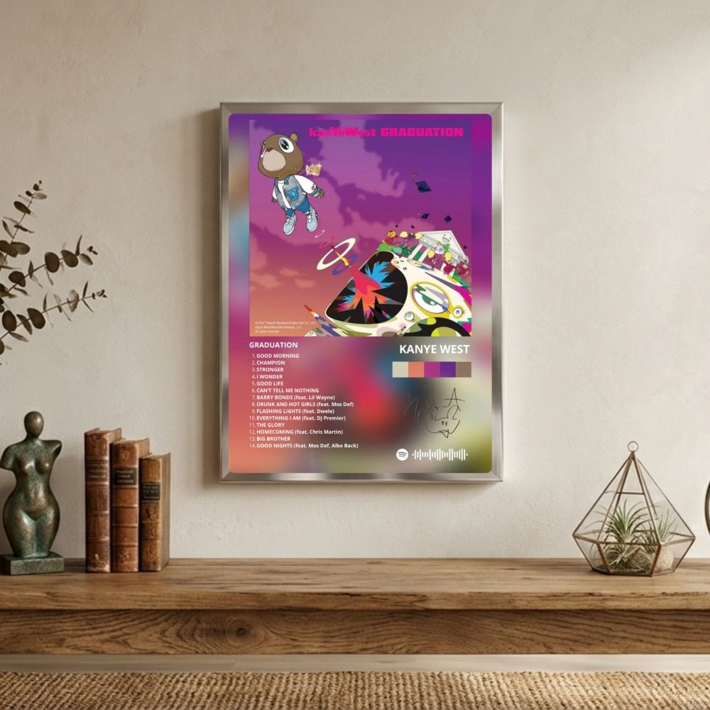 Kanye West – Graduation Poster with Frame - Vibes DistrictKanye West – Graduation Poster with Frame poster BiancoVibes District