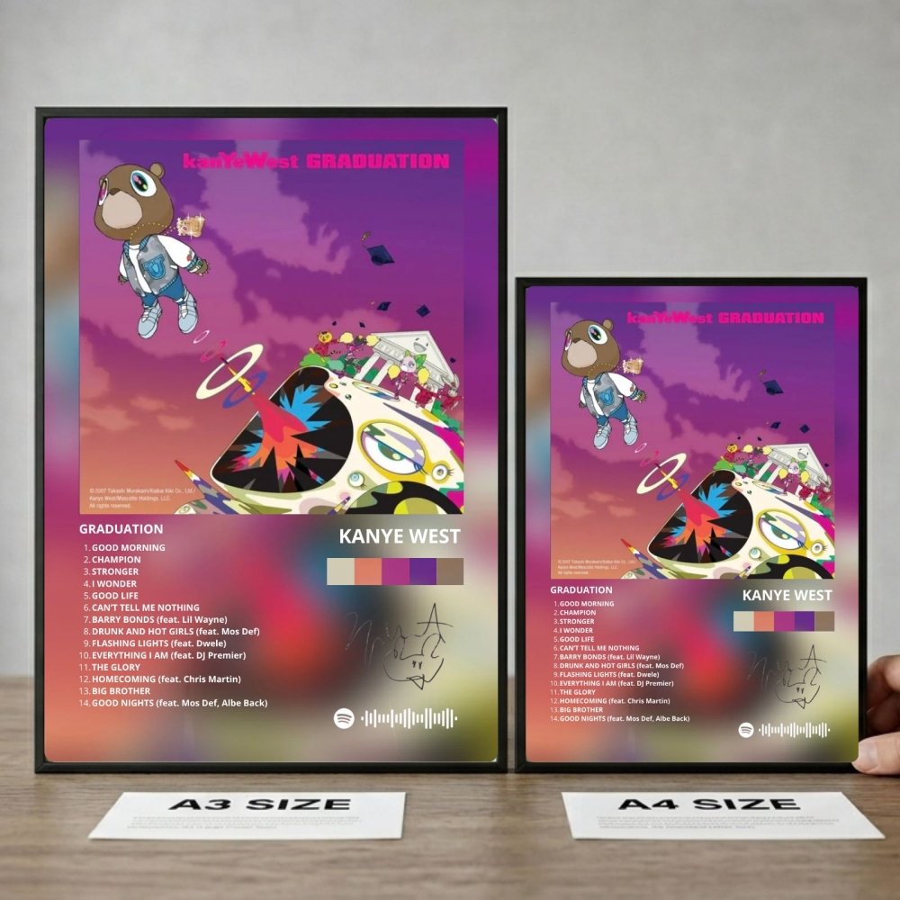 Kanye West – Graduation Poster with Frame - Vibes DistrictKanye West – Graduation Poster with Frame poster BiancoVibes District