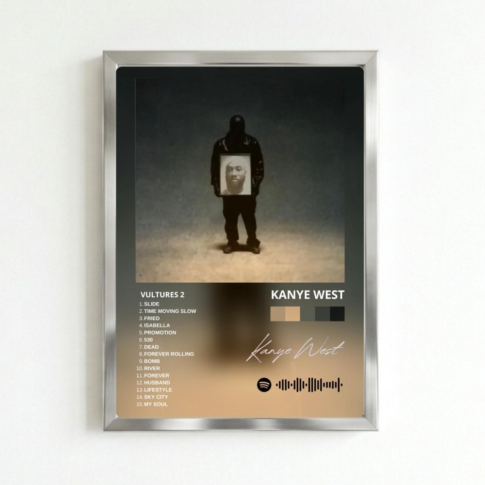 Kanye West – Vultures 1 Poster with Frame - Vibes DistrictKanye West – Vultures 1 Poster with Frame poster SilverVibes District