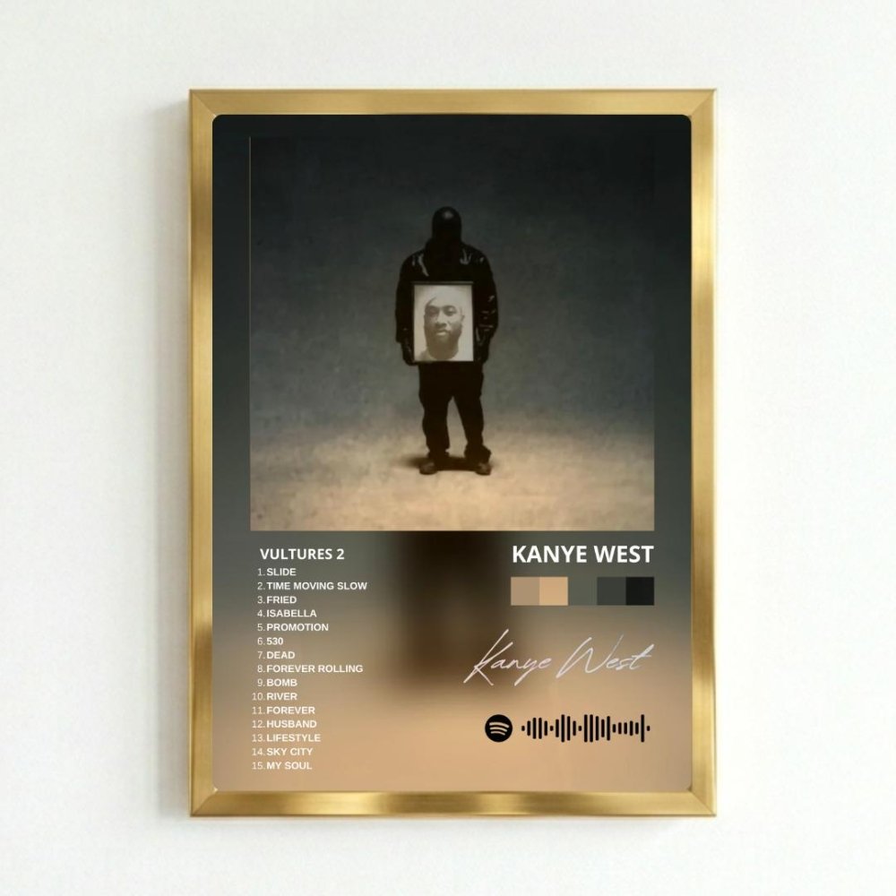 Kanye West – Vultures 1 Poster with Frame - Vibes DistrictKanye West – Vultures 1 Poster with Frame poster GoldVibes District
