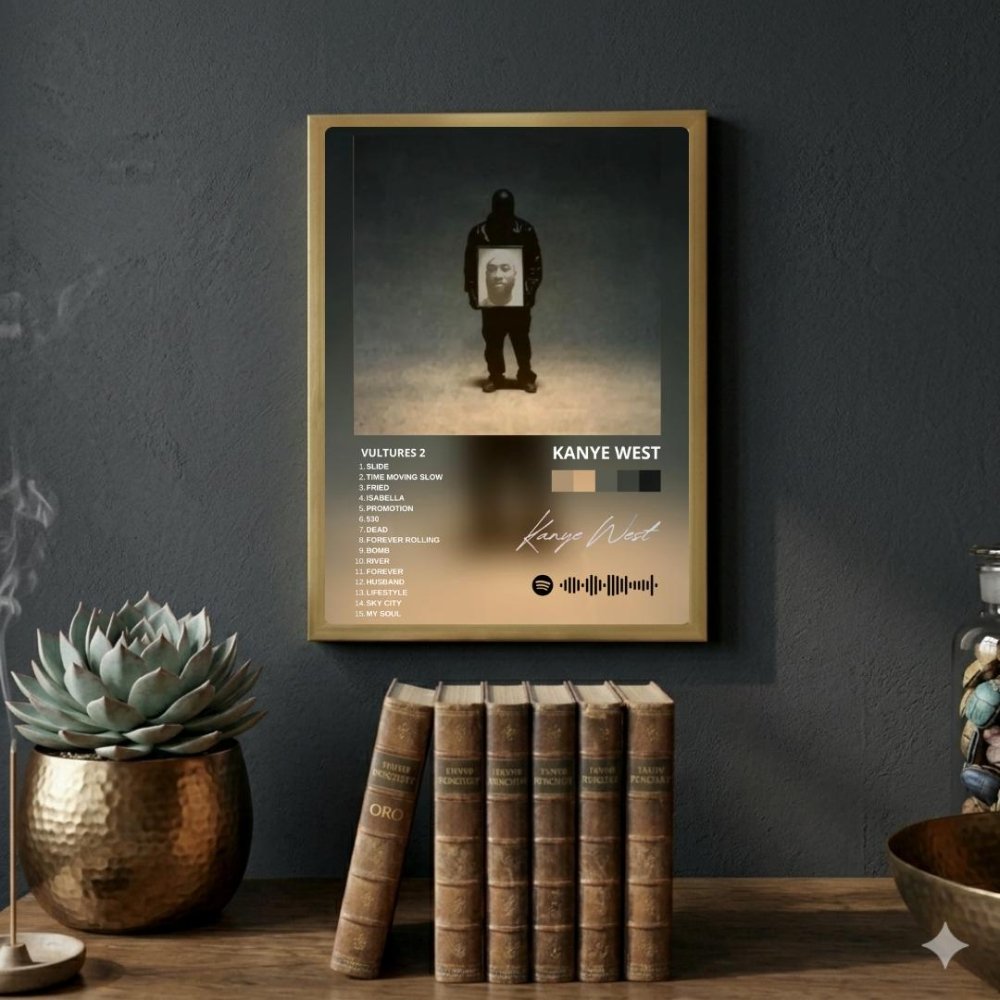 Kanye West – Vultures 1 Poster with Frame - Vibes DistrictKanye West – Vultures 1 Poster with Frame poster GoldVibes District