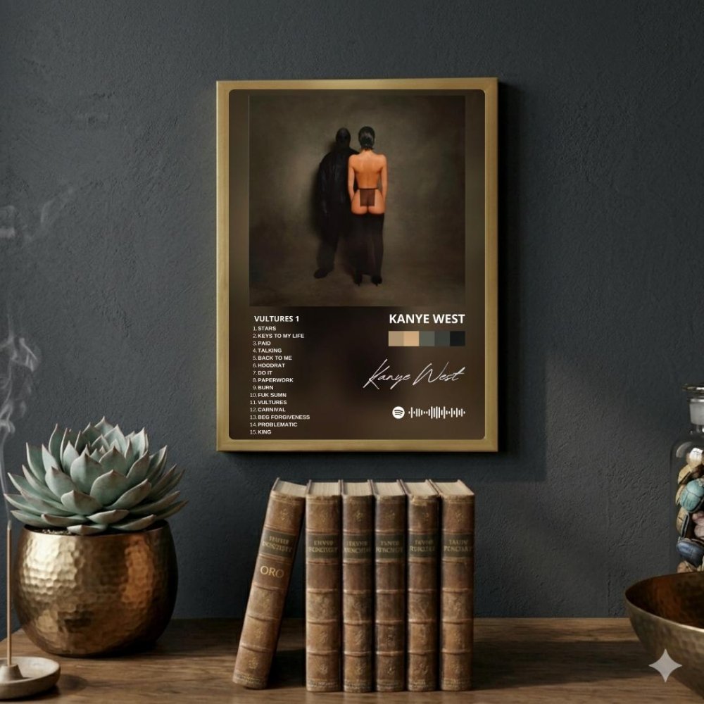 Kanye West – Vultures Poster with Frame - Vibes DistrictKanye West – Vultures Poster with Frame poster GoldVibes District