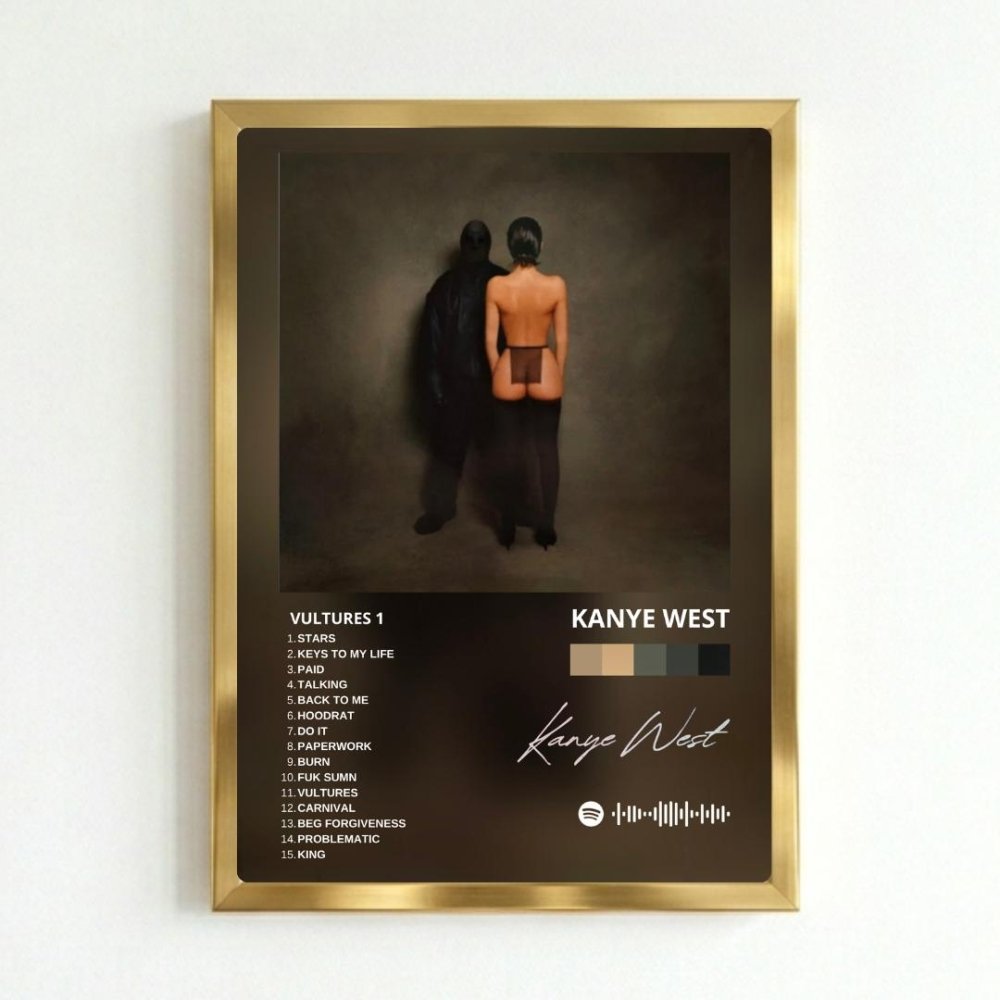 Kanye West – Vultures Poster with Frame - Vibes DistrictKanye West – Vultures Poster with Frame poster GoldVibes District