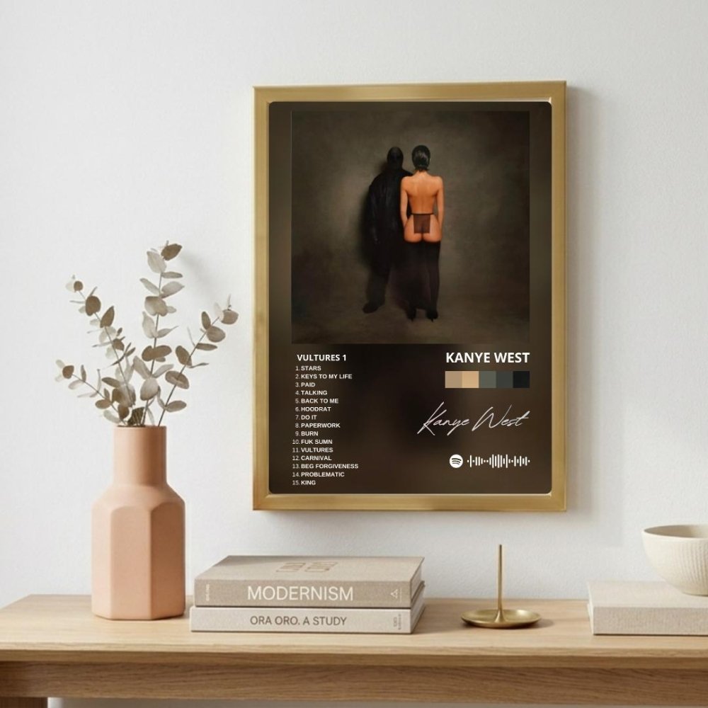 Kanye West – Vultures Poster with Frame - Vibes DistrictKanye West – Vultures Poster with Frame poster GoldVibes District