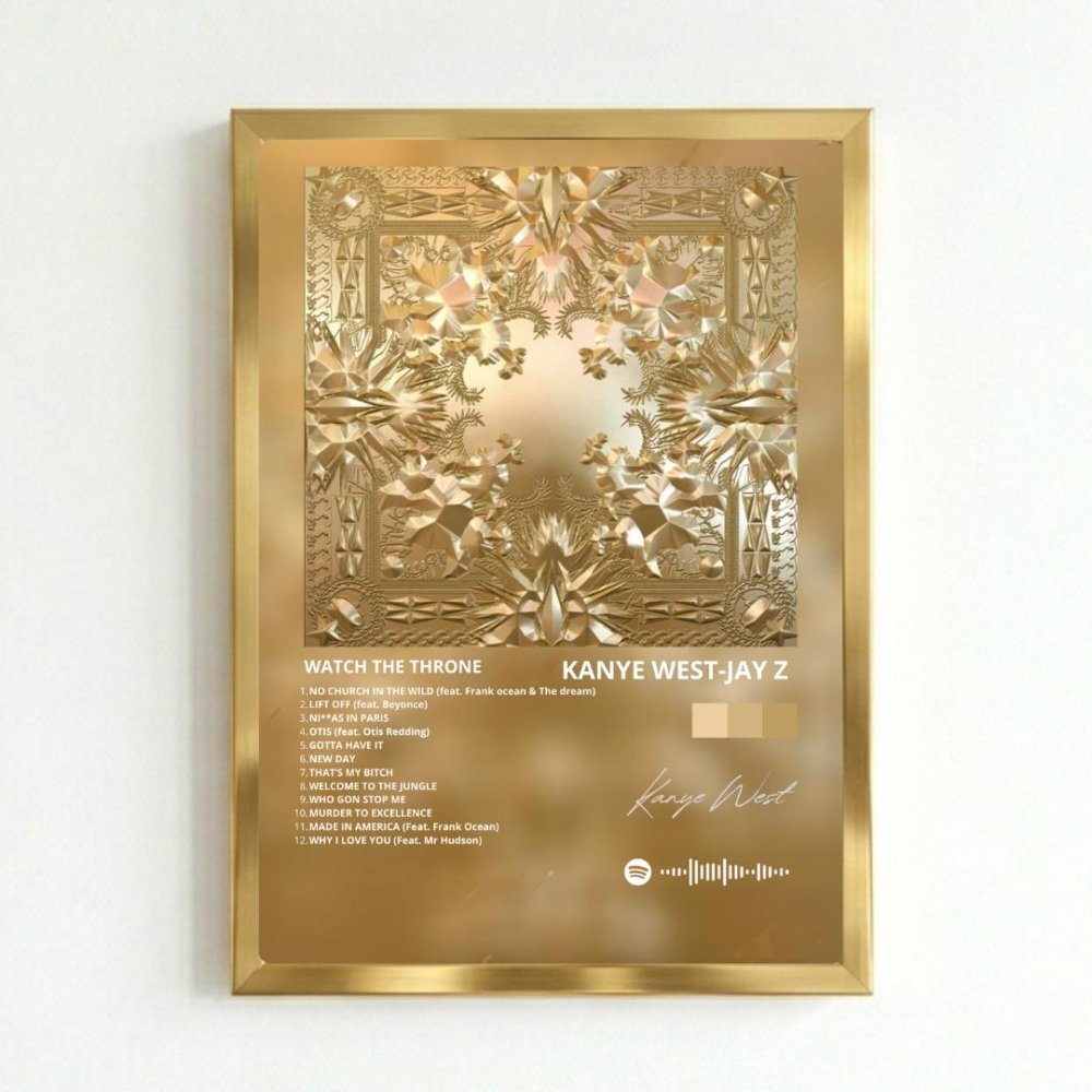 Kanye West – Watch the Throne Poster with Frame - Vibes DistrictKanye West – Watch the Throne Poster with Frame poster GoldVibes District