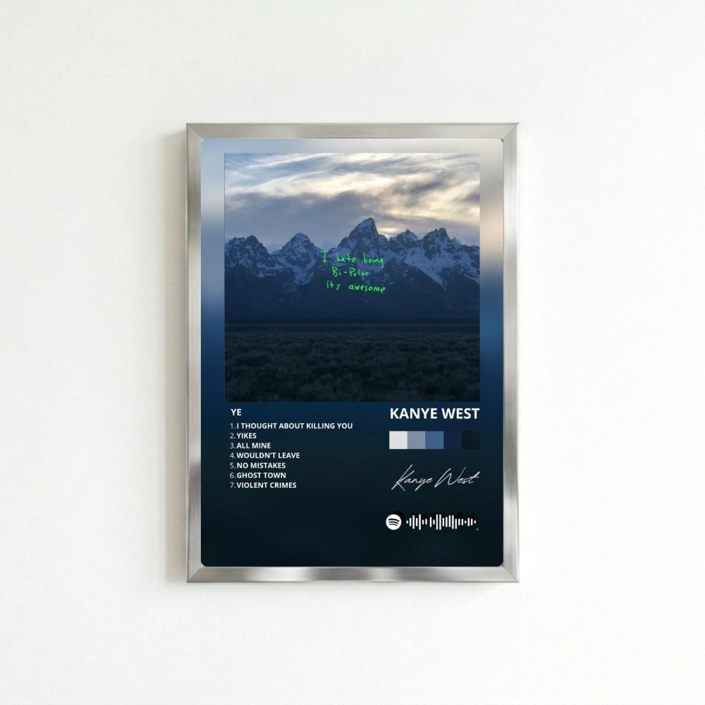 Kanye West – Ye Poster with Frame - Vibes DistrictKanye West – Ye Poster with Frame poster SilverVibes District