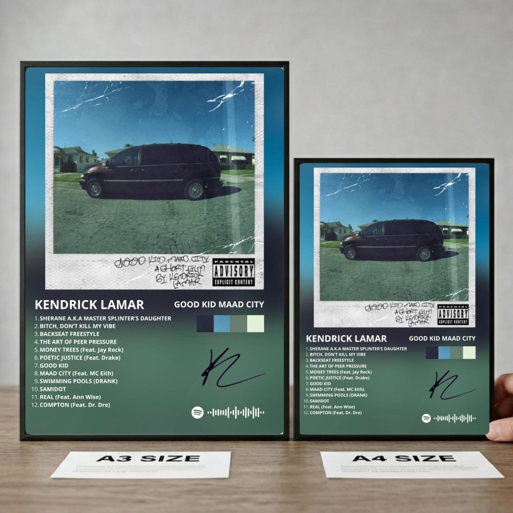 Kendrick Lamar - Good Kid M.A.A.D City Deluxe Poster with Frame - Vibes DistrictKendrick Lamar - Good Kid M.A.A.D City Deluxe Poster with Frame SilverVibes District