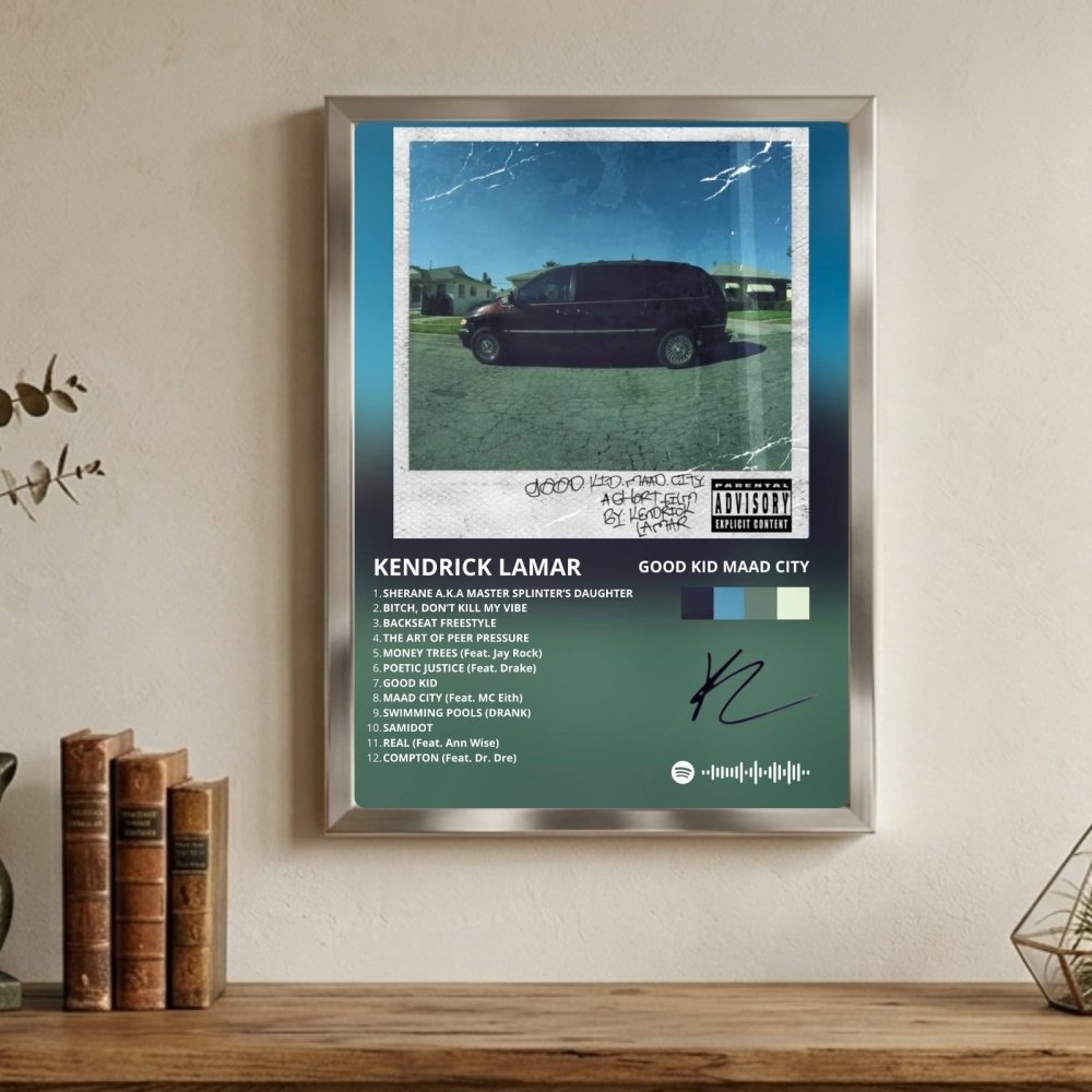 Kendrick Lamar - Good Kid M.A.A.D City Deluxe Poster with Frame - Vibes DistrictKendrick Lamar - Good Kid M.A.A.D City Deluxe Poster with Frame SilverVibes District