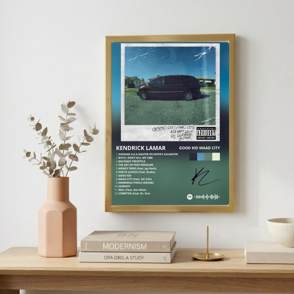 Kendrick Lamar - Good Kid M.A.A.D City Deluxe Poster with Frame - Vibes DistrictKendrick Lamar - Good Kid M.A.A.D City Deluxe Poster with Frame SilverVibes District