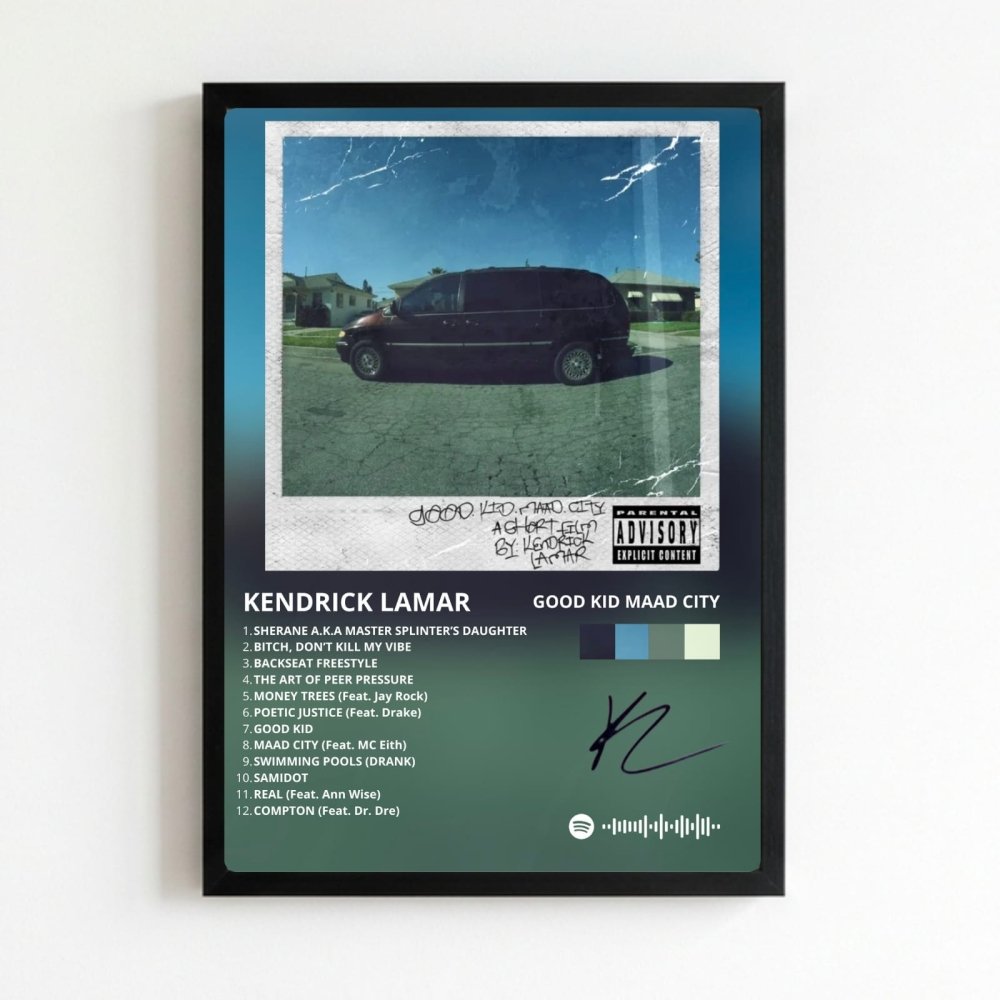 Kendrick Lamar - Good Kid M.A.A.D City Deluxe Poster with Frame - Vibes DistrictKendrick Lamar - Good Kid M.A.A.D City Deluxe Poster with Frame NeroVibes District