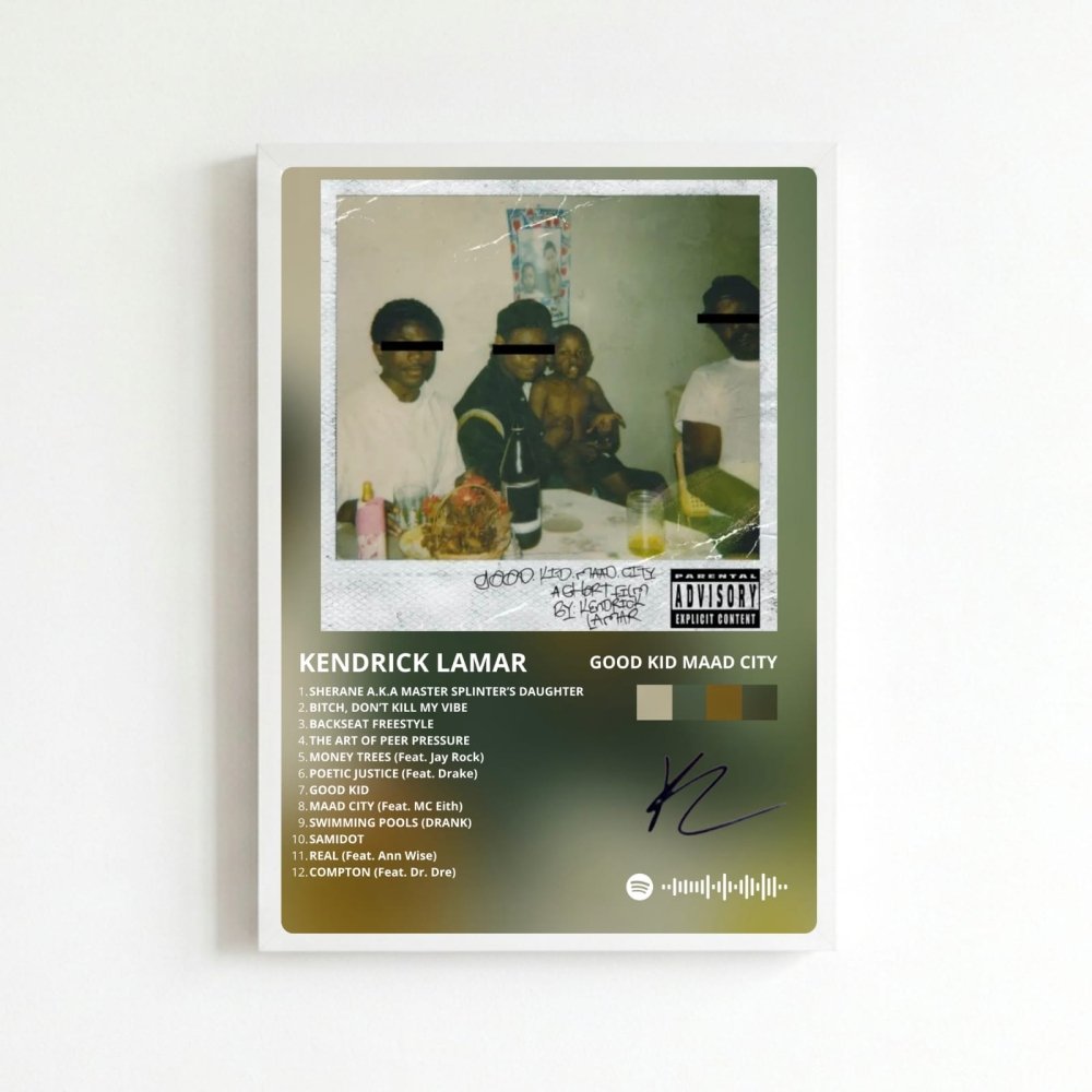Kendrick Lamar - Good Kid M.A.A.D City Poster with Frame - Vibes DistrictKendrick Lamar - Good Kid M.A.A.D City Poster with Frame BiancoVibes District