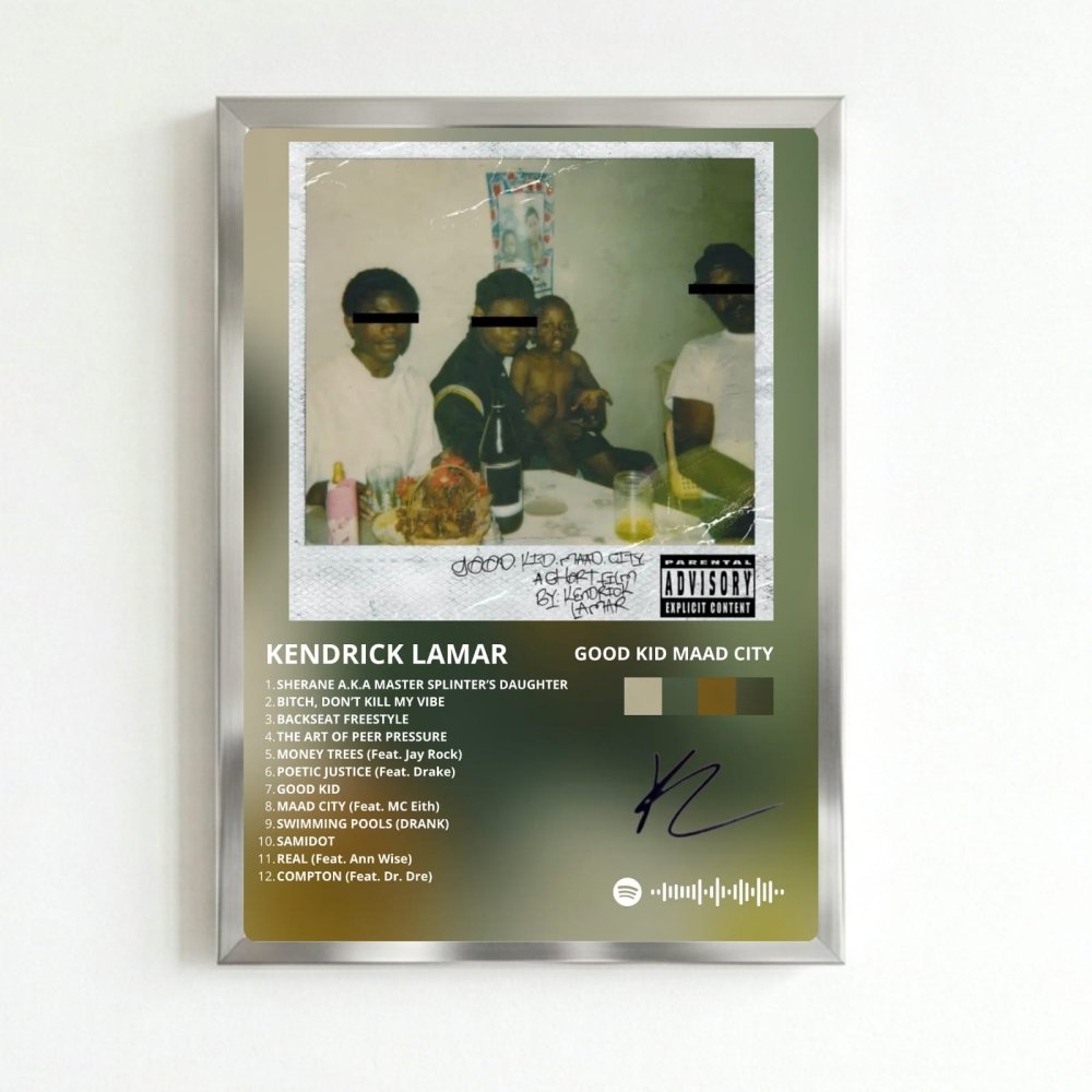 Kendrick Lamar - Good Kid M.A.A.D City Poster with Frame - Vibes DistrictKendrick Lamar - Good Kid M.A.A.D City Poster with Frame SilverVibes District