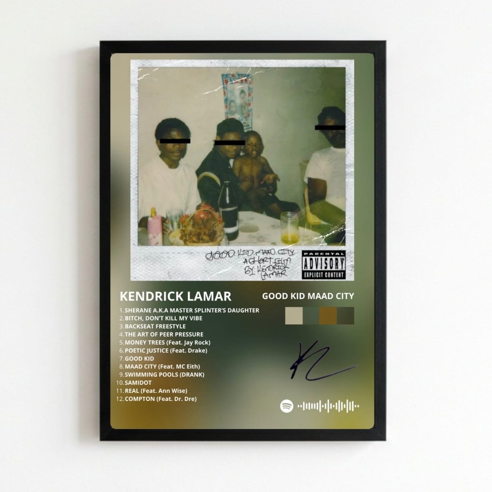 Kendrick Lamar - Good Kid M.A.A.D City Poster with Frame - Vibes DistrictKendrick Lamar - Good Kid M.A.A.D City Poster with Frame NeroVibes District