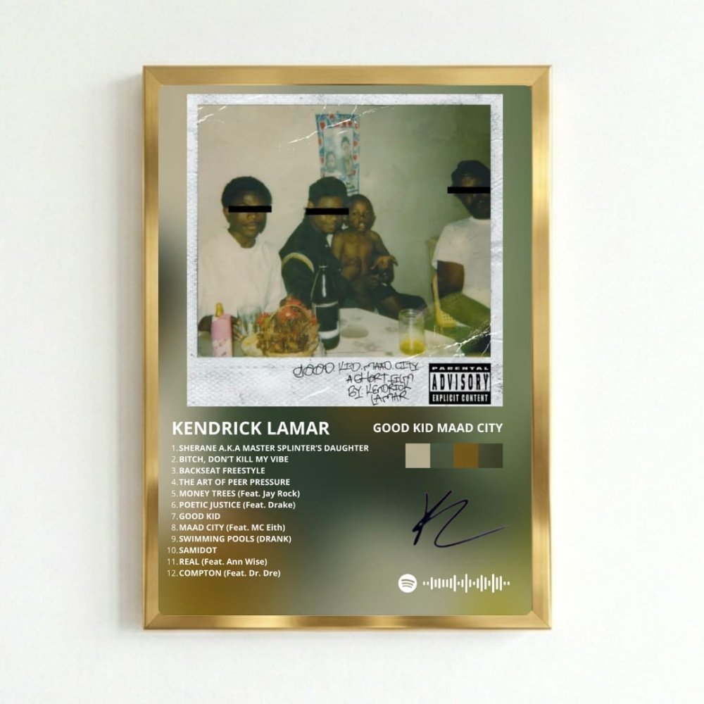 Kendrick Lamar - Good Kid M.A.A.D City Poster with Frame - Vibes DistrictKendrick Lamar - Good Kid M.A.A.D City Poster with Frame BiancoVibes District
