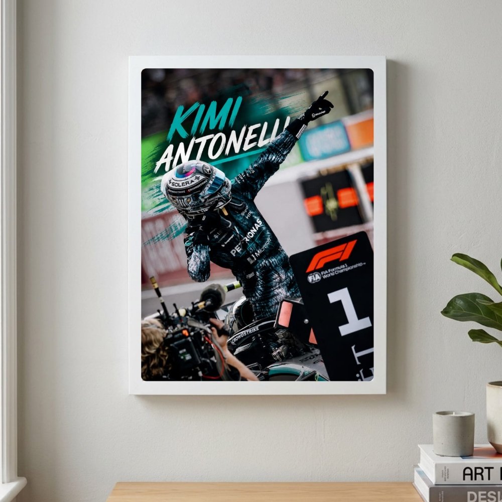 kimi antonelli mercedes f1 - Vibes Districtkimi antonelli mercedes f1 poster BiancoVibes District