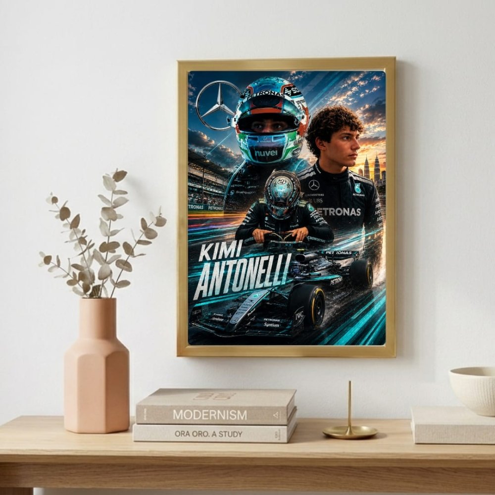 kimi antonelli mercedes f1 - Vibes Districtkimi antonelli mercedes f1 poster BiancoVibes District